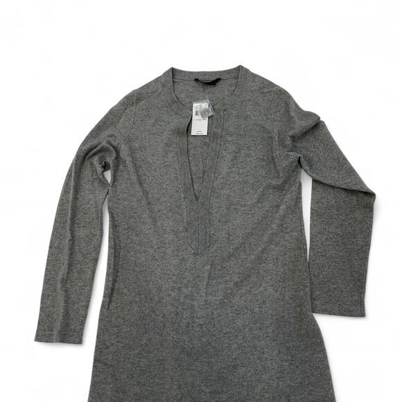 NEW w Tags BCBG maxazria Women's Grey Cashmere Sweater Dress with V neck - Picture 1 of 6